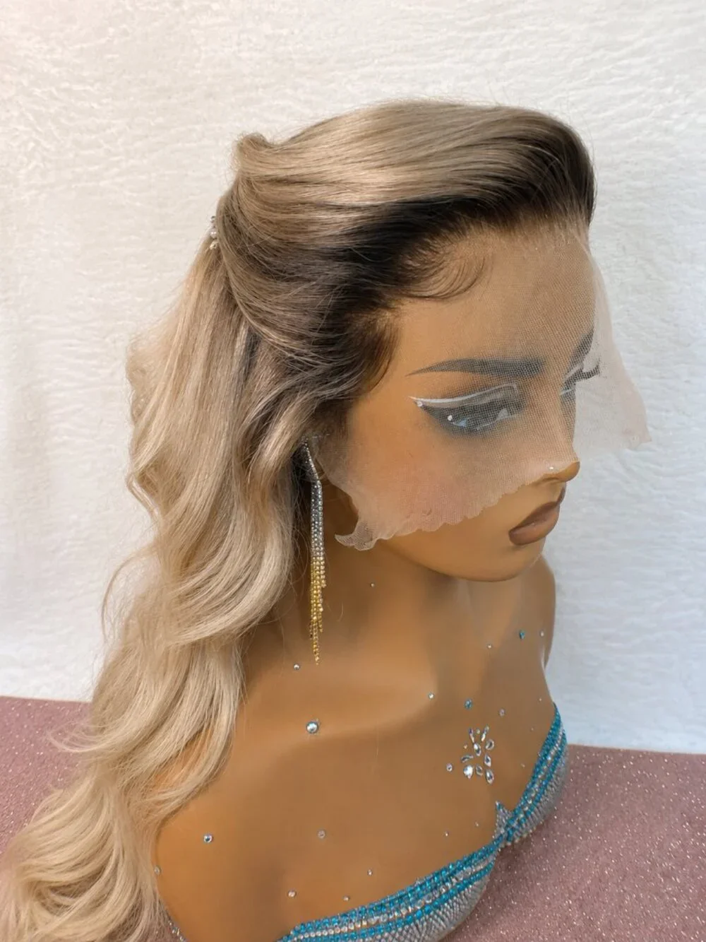 Custom Blonde Balayage Human Hair Lace Front Wig 13x6 HD Lace 22-24 Inch